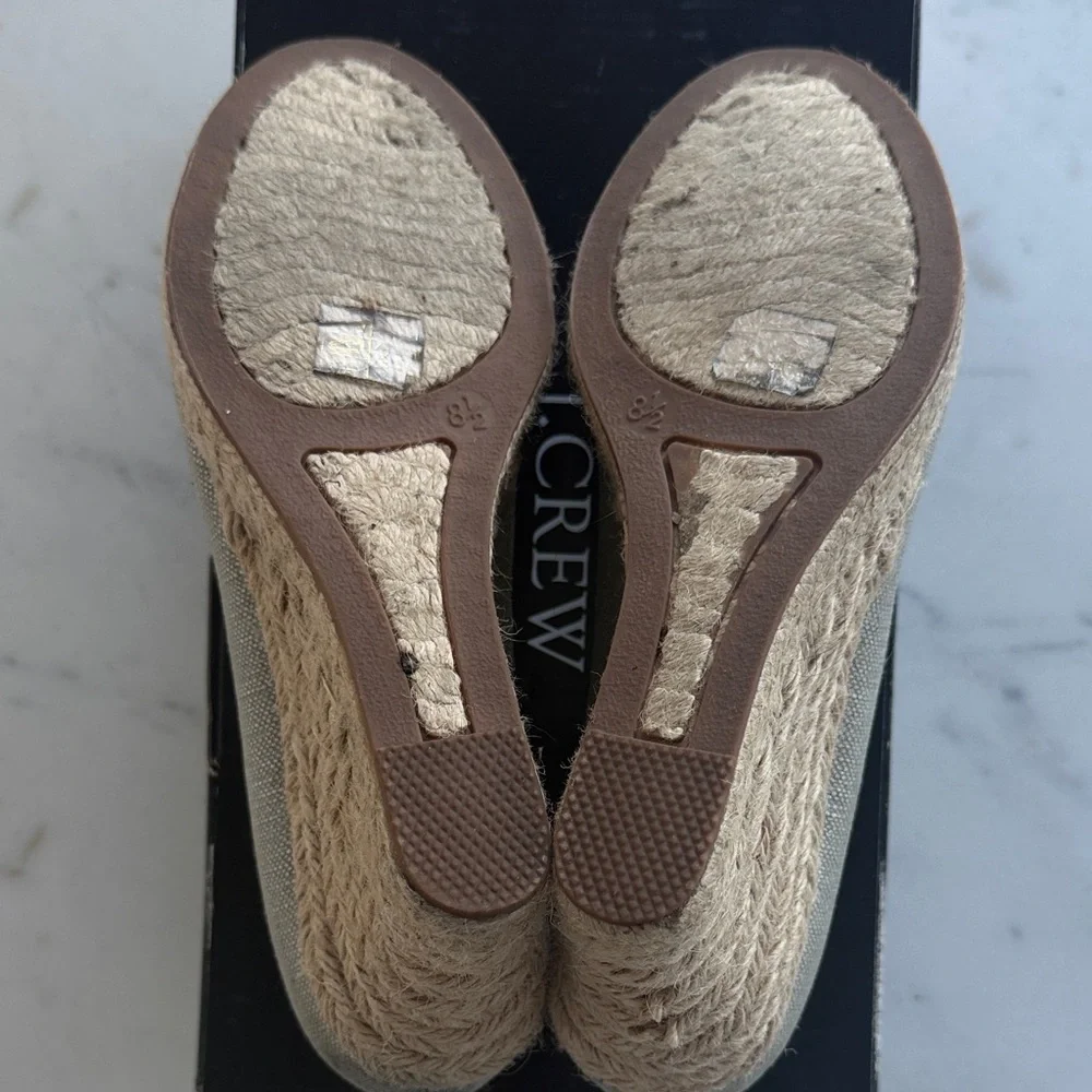 J. Crew Canvas Espadrille Wedges in Gray Size 8.5